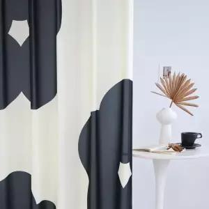 /메종텍스타일 차르르 쉬폰 플라워 커튼 블랙블룸 기본핀형 130x230cm