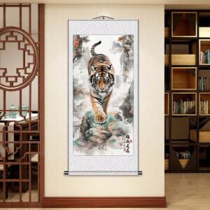 호랑이그림 인테리어 재물 특대 포스터 현관 부적 액운막이 족자 호랑이 동물 풍수에좋은그림