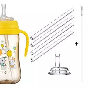 [순수아] 빨대4개+꼭지1개+솔1개 빨대컵 리필 더블하트 호환