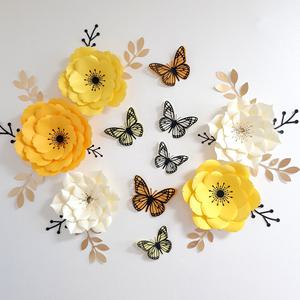 [완제품]옐로우가든 페이퍼플라워 졸업식포토존 입학식포토존 이벤트장식 자이언트플라워 벽꾸미기 나비장식