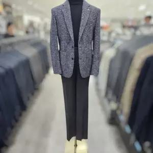 블루 보카시 글렌체크 울실크 블렌드 트위드 콤비 자켓 WSY3JS12ABU_DG