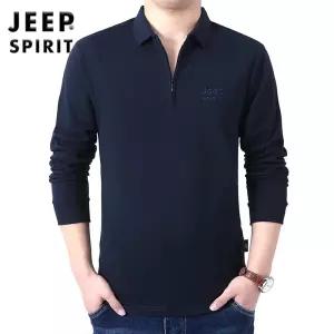 JEEP SPIRIT 심플한 봄가을 비지니스 캐주얼 폴로셔츠 남성 긴팔 티셔츠