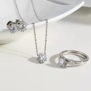 천연 다이아 프리즘 세트 귀걸이 목걸이 반지 듀오 링 우신 GIA 결혼 기념일 예물 선물