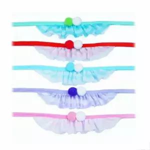 애견 줄무늬 솜방울 스카프 레이스 목도리 색상랜덤