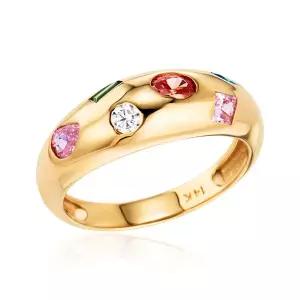 [비앤비골드] 18K 트윙클 레인보우 젬믹스 멀티 큐빅 반지 SRS41452