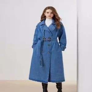 청 코트 롱 오버핏 트렌치코트 겨울 간절기 빈티지 여성 가을 롱코트 봄가을 체크 자켓.