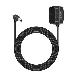 RIIEYOCA OBD2 대시 카메라용 전원 케이블, 90도 직각 미니 USB to OBD-II 어댑터, 스위치 버튼 및 재생 24시간 감시 /ACC 모드가 있는 두 가지 모드, (3.5m /11.5피트)