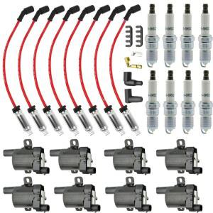 CNPAPC 8PCS UF262 원형 점화 코일 팩 및 41-962 스파크 플러그 및 스파크 플러그 와이어 세트 익스프레스 4.3 4.8 5.0 5.3 2003-2007 GMC 시에라 1500 교체 # D585 19005218 748UU