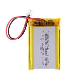 JST 2.0 충전식 리튬 이온 폴리머 배터리, 네비게이터 GPS 음악 플레이어 램프, 2P 103450, 3.7V, 2000mAh