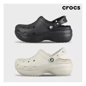 [크록스]우먼스 클래식 라인드 플랫폼 여성 겨울 방한 털슬리퍼 207938 2종 택일 916752