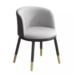 가죽 식탁의자 컬러블록 PU 오렌지브라운 그레이 홈카페 매장용 라운지체어 골드다리