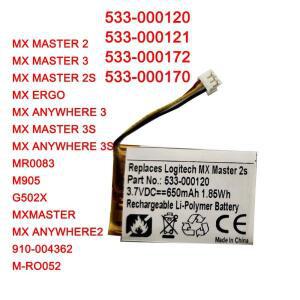 650mAh 533-000121 910-004374 로지텍 MX 마스터 2 3 애니웨어 에르고 M-RO052용 배터리 교체