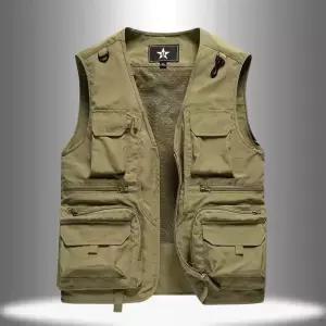 근무 시원한 빅사이즈 조끼 카키색 낚시 용접복 작업복 남자