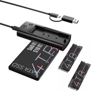 M.2 NVMe/SATA 스테이션 하드 드라이브 케이스 및 SATA HDD 알루미늄 NVMe 어댑터 키 프리 외장 SATA-USB M