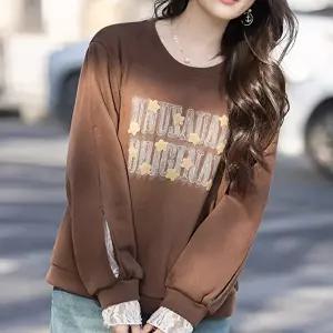 [패션시그널]레이스레이어드 오픈소매 맨투맨 6975FD