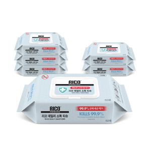리꼬 데일리 소독티슈 캡형 60매 x6개 손소독 세정제균