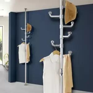 폴행거 고정식옷걸이 수납헹거 조립식옷행거 코너천장 스탠드옷걸이 이동식행거