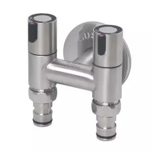 무광 온수 2구 세탁기 슬림밸브 베란다 양갈래 수도꼭지 양갈래 납작수전