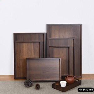 신형 호두나무 트레이 나무 플레이트 가정용 세트 직사각형 수제 차컵