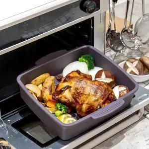 소노리떼 국산 실리콘 특대형 에어프라이어팟 3.2리터 오븐 전자레인지 사각 용기 퍼플그레이 1개