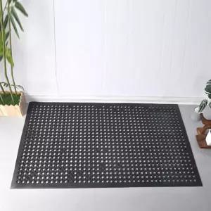 미끄럼방지 검정색 구멍난 대형 고무매트 간편청소 우천시 출입구깔개