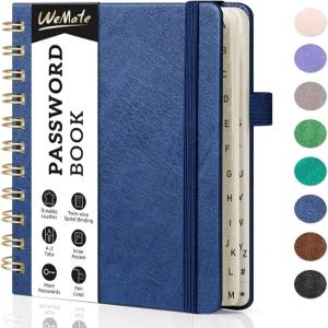 알파벳 탭이 있는 WEMATE 비밀번호 책 시니어용 스파이럴 키퍼 인터넷 노트북 일지 로그북 상세 작은 u2013