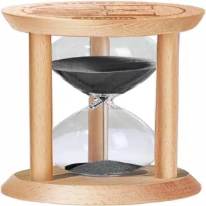 2분 모래시계 나무 미니 릴로지 드 아레나 칫솔 타이머용 작은 요리 장식 작업 게임 선물 블랙