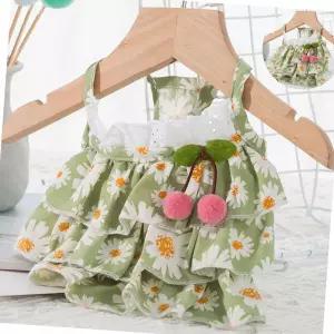 여름 데이지 꽃무늬 레이스 강아지 드레스 옷