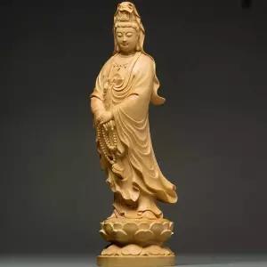 나무 불상 가정용 고행상 미니 약사여래불 불교용품