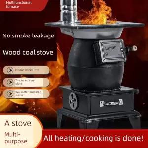 주물난로 무쇠 화목 가정용 화로 벽난로 감자 연통 소각통 주철 실내 굽기