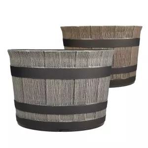 피클레온 텍스쳐 스타일 오크통 화분 (중) 35x24cm/인테리어/거실/베란다/소형/마술/집들이/분갈이/작은/이