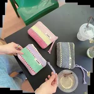 생리대 예쁜 미니 손지갑 지퍼 면 파우치 (3가지 색상)