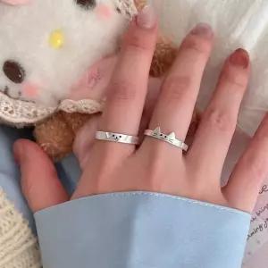 학생 우정 실버 고양이 반지 강아지 커플 사이즈조절 링