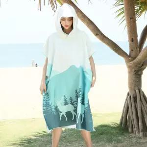 판초타올 비치웨어 상의 해변 야자수 비치가운 물놀이 후드