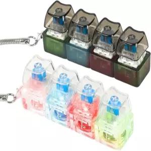 스트레스 해소를 위한 키 체인 4-in-1 키캡이 있는 키패드 피젯 장난감 불 2개 시끄러운 키보드 클리커