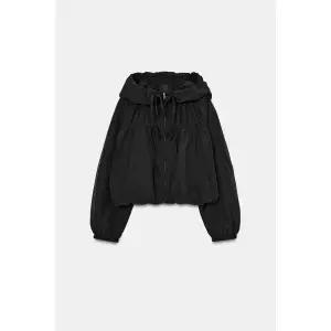 [정품] 자라 자켓 데일리 야상 아웃터 ZARA 셔링 스트랩 재킷 - 블랙