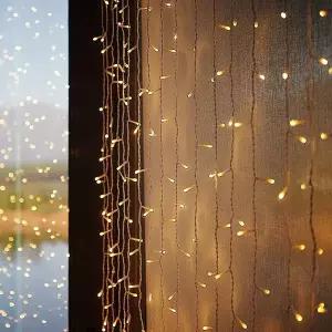 [에이치플러스몰](은하수) LED 100구 투명선 리모컨 USB 전구10m 웜색 야외전구