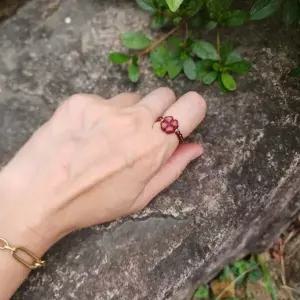 가넷 원석 네잎클로버 소원반지