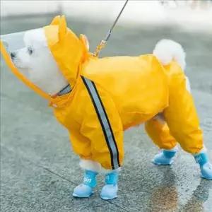 [반려] 후드 강아지 우비 투명 강아지 레인코트 전신 방수 옐로우 마우스