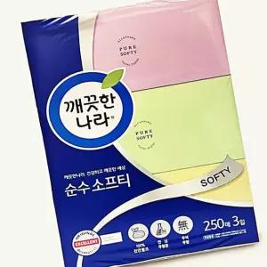 3입 거실 화장실 화장대 소프티 순수 250매 곽티슈 MWFH2L2J