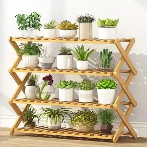 4단 화분진열대 인테리어 ver12 80cm 대나무 (WFHJMC0)