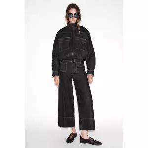 [국내배송정품] ZARA 하이넥 패딩 봄버 재킷 - 블랙