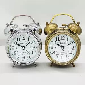 저소음 인테리어  메탈 알람 탁상 시계 소 메탈 시끄러운 트윈벨 자명종 알람 소리