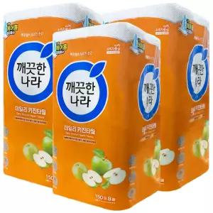 깨끗한나라 데일리 키친타올 150매 8롤 3팩, 키친타월