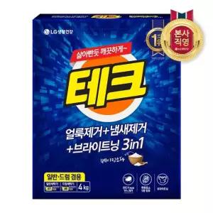 테크 3in1 분말 세탁세제 일반드럼 겸용 카톤 4kg