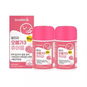 내츄럴플러스 굿앤키즈 알티지 오메가3 츄어블 90캡슐 X 2개 비타민 아연 레몬맛 젤리타입