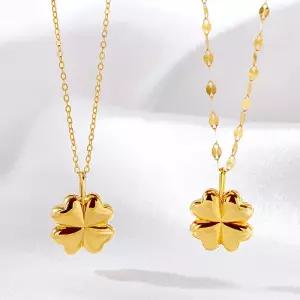 [골드팡] 18k 통통행운클로버 목걸이