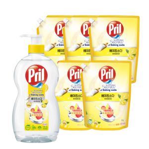 헨켈 프릴 베이킹소다 퓨어레몬 700ml(용기)+퓨어레몬1L(리필)x5개 / 주방세제