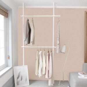 철제행거 25mm 2단 기둥식 드레스룸 원룸 거실 옷방 천장형 고정형 철제 튼튼한 공간활용 옷걸이 행거