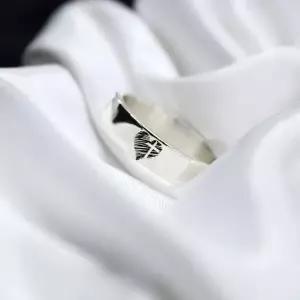 실버 스케치 하트 십자가 각인 은 평반지-WFGC9QG